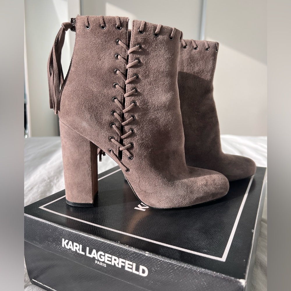 Karl Lagerfield Grey Suede Booties (like new) - Size 7.5